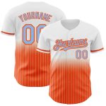 Custom Name Number Authentic Fade Baseball Jersey Light Blue-Orange White Pinstripe Personalized White Pinstripe Light Blue-Orange