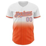 Custom Name Number Authentic Fade Baseball Jersey Light Blue-Orange White Pinstripe Personalized White Pinstripe Light Blue-Orange