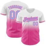 Custom Name and Number Authentic Fade Fashion Baseball Jersey - Personalized Light Blue-Pink Pinstripe Design Personalized