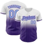 Custom Name and Number Personalized Light Blue-Purple Pinstripe Fashion Baseball Jersey Personalized White Pinstripe Light