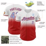 Custom Name and Number Baseball Jersey - Personalized Light Blue Red Pinstripe Authentic Fade Design Personalized White Pinstripe