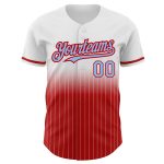 Custom Name and Number Baseball Jersey - Personalized Light Blue Red Pinstripe Authentic Fade Design Personalized White Pinstripe