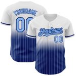 Custom Name and Number Personalized Light Blue-Royal Pinstripe Baseball Jersey - Authentic Fade Fashion Personalized White