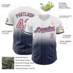 Custom Pink-Navy Authentic Fade Baseball Jersey with Personalized Name and Number - White Pinstripe Medium Personalized White