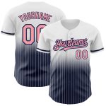 Custom Pink-Navy Authentic Fade Baseball Jersey with Personalized Name and Number - White Pinstripe Medium Personalized White
