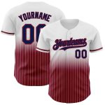 Custom Name and Number Personalized Pinstripe Baseball Jersey in Navy and Crimson - Authentic Fade Fashion Jersey Personalized