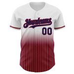 Custom Name and Number Personalized Pinstripe Baseball Jersey in Navy and Crimson - Authentic Fade Fashion Jersey Personalized