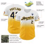Custom Name and Number Navy-Gold Pinstripe Baseball Jersey - Personalized Authentic Fade Fashion Design Personalized White