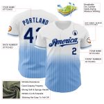 Custom Name and Number Personalized Navy-Light Blue Pinstripe Baseball Jersey Authentic Fade Fashion Personalized White Pinstripe
