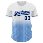 Custom Name and Number Personalized Navy-Light Blue Pinstripe Baseball Jersey Authentic Fade Fashion Personalized White Pinstripe