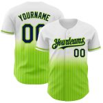 Custom Personalized Navy Neon Green Fade Baseball Jersey with White Pinstripe - Team Name & Number Personalized White Pinstripe