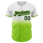 Custom Personalized Navy Neon Green Fade Baseball Jersey with White Pinstripe - Team Name & Number Personalized White Pinstripe