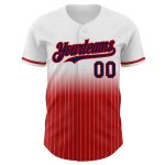 Custom Authentic Fade Baseball Jersey - Personalized White Pinstripe Navy-Red with Custom Name and Number Personalized White