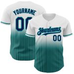 Custom Name and Number Personalized Navy-Teal White Pinstripe Baseball Jersey - Authentic Fade Fashion Jersey Personalized