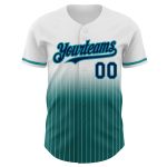 Custom Name and Number Personalized Navy-Teal White Pinstripe Baseball Jersey - Authentic Fade Fashion Jersey Personalized