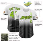Custom Neon Green Black Pinstripe Baseball Jersey with Personalized Name and Number - Authentic Fade Design Personalized