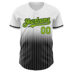 Custom Neon Green Black Pinstripe Baseball Jersey with Personalized Name and Number - Authentic Fade Design Personalized