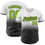 Custom Neon Green Black Pinstripe Baseball Jersey with Personalized Name and Number - Authentic Fade Design Personalized