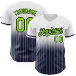 Personalized Neon Green Navy Baseball Jersey with Custom Name Number - White Pinstripe Authentic Fade Fashion Personalized