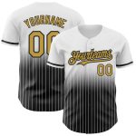 Custom Name and Number Personalized Baseball Jersey - Old Gold Black Fade White Pinstripe Fashion Jersey Personalized White