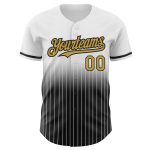 Custom Name and Number Personalized Baseball Jersey - Old Gold Black Fade White Pinstripe Fashion Jersey Personalized White