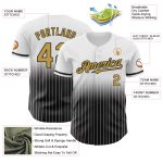 Custom Name and Number Personalized Baseball Jersey - Old Gold Black Fade White Pinstripe Fashion Jersey Personalized White