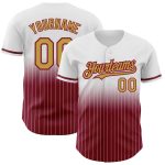 Custom Old Gold and Crimson Baseball Jersey with Personalized Name and Number - White Pinstripe Fade Design Personalized