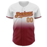 Custom Old Gold and Crimson Baseball Jersey with Personalized Name and Number - White Pinstripe Fade Design Personalized