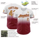 Custom Old Gold and Crimson Baseball Jersey with Personalized Name and Number - White Pinstripe Fade Design Personalized