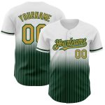 Customizable Old Gold-Green Pinstripe Baseball Jersey with Personalized Name and Number - Authentic Fade Fashion Personalized
