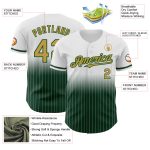 Customizable Old Gold-Green Pinstripe Baseball Jersey with Personalized Name and Number - Authentic Fade Fashion Personalized