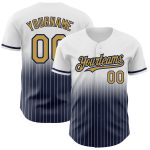 Custom Name and Number Baseball Jersey - Personalized Old Gold-Navy White Pinstripe Fashion Jersey Personalized White Pinstripe