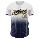 Custom Name and Number Baseball Jersey - Personalized Old Gold-Navy White Pinstripe Fashion Jersey Personalized White Pinstripe