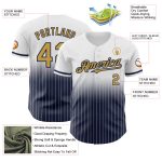 Custom Name and Number Baseball Jersey - Personalized Old Gold-Navy White Pinstripe Fashion Jersey Personalized White Pinstripe
