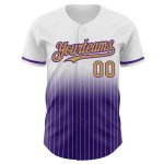 Custom Name Number Personalized White Pinstripe Baseball Jersey - Old Gold Purple Authentic Fade Fashion Team Gear Personalized