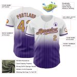 Custom Name Number Personalized White Pinstripe Baseball Jersey - Old Gold Purple Authentic Fade Fashion Team Gear Personalized