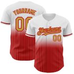 Custom Name Number Baseball Jersey - Personalized White Pinstripe Old Gold Red Authentic Fade Fashion Personalized White