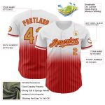 Custom Name Number Baseball Jersey - Personalized White Pinstripe Old Gold Red Authentic Fade Fashion Personalized White