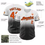 Custom Name and Number Authentic Orange-Black White Pinstripe Fashion Baseball Jersey Personalized White Pinstripe Orange-Black