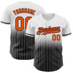 Custom Name and Number Authentic Orange-Black White Pinstripe Fashion Baseball Jersey Personalized White Pinstripe Orange-Black