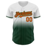 Custom Baseball Jersey Personalized Team Name Number White Pinstripe Orange Green Authentic Fade Personalized White Pinstripe