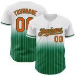 Custom Orange-Kelly Green Pinstripe Baseball Jersey with Personalized Name and Number - Authentic Fade Fashion Personalized