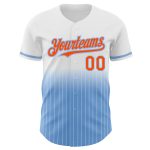 Custom Name Number Personalized Baseball Jersey White Pinstripe Orange Light Blue Authentic Fade Personalized White Pinstripe
