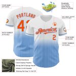 Custom Name Number Personalized Baseball Jersey White Pinstripe Orange Light Blue Authentic Fade Personalized White Pinstripe