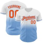 Custom Name Number Personalized Baseball Jersey White Pinstripe Orange Light Blue Authentic Fade Personalized White Pinstripe