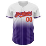 Custom Name and Number Orange-Purple Fade Fashion Baseball Jersey, Personalized White Pinstripe Team Gear Personalized White