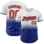 Custom Name and Number Orange-Royal White Pinstripe Authentic Fade Fashion Baseball Jersey Personalized White Pinstripe Orange-Royal