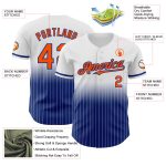 Custom Name and Number Orange-Royal White Pinstripe Authentic Fade Fashion Baseball Jersey Personalized White Pinstripe Orange-Royal