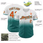Custom Name and Number Personalized Orange-Teal White Pinstripe Baseball Jersey - Authentic Fade Fashion Style Personalized