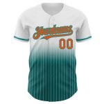 Custom Name and Number Personalized Orange-Teal White Pinstripe Baseball Jersey - Authentic Fade Fashion Style Personalized